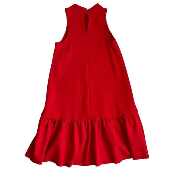 Anthropologie Maeve Alissa Swing Dress Red Drop Waist Mock Neck Flounce Sz S - Picture 12 of 16